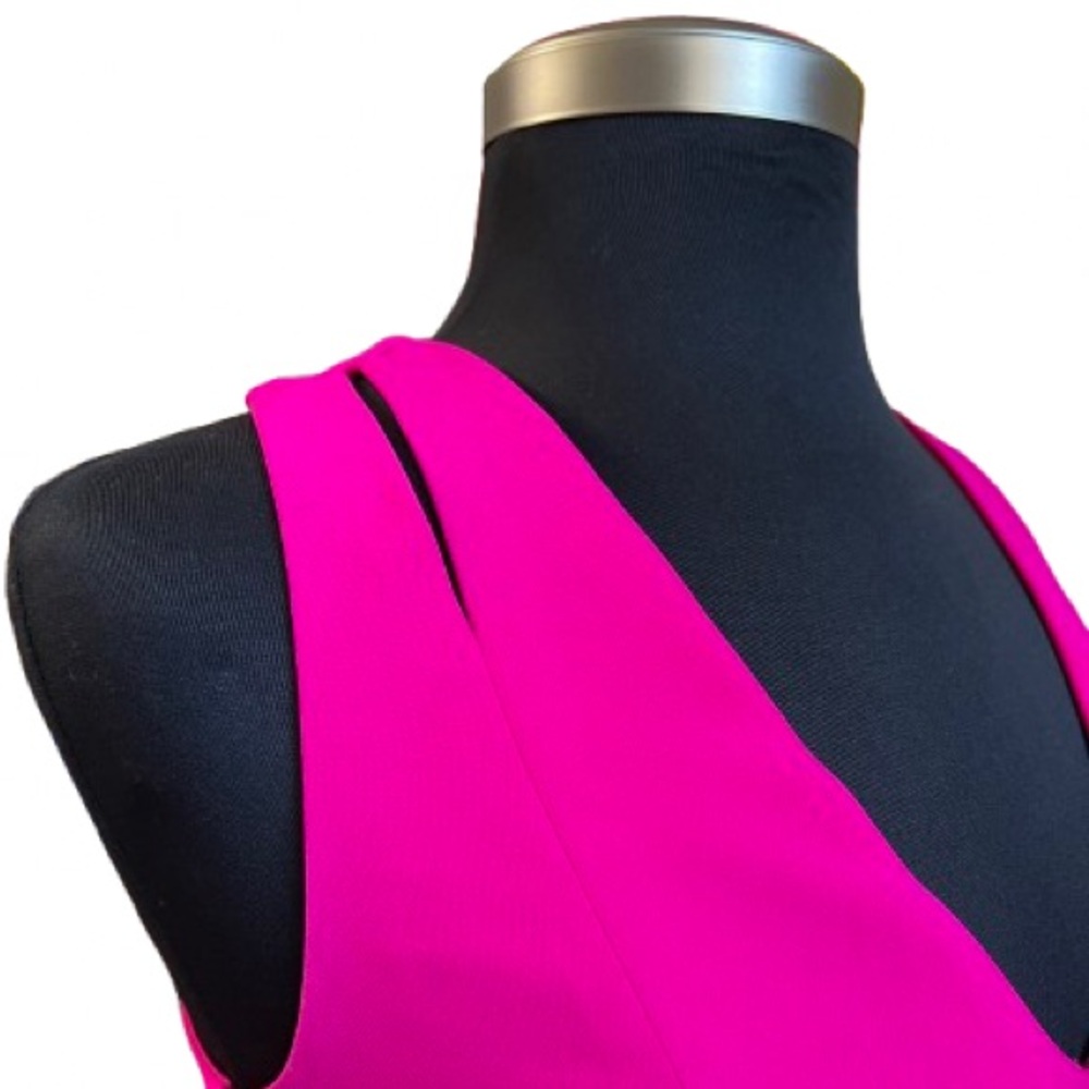 Adelyn Rae Asymmetrical Ruffled Hem Vibrant Pink Sleeveless Dress  Size S - Picture 5 of 9